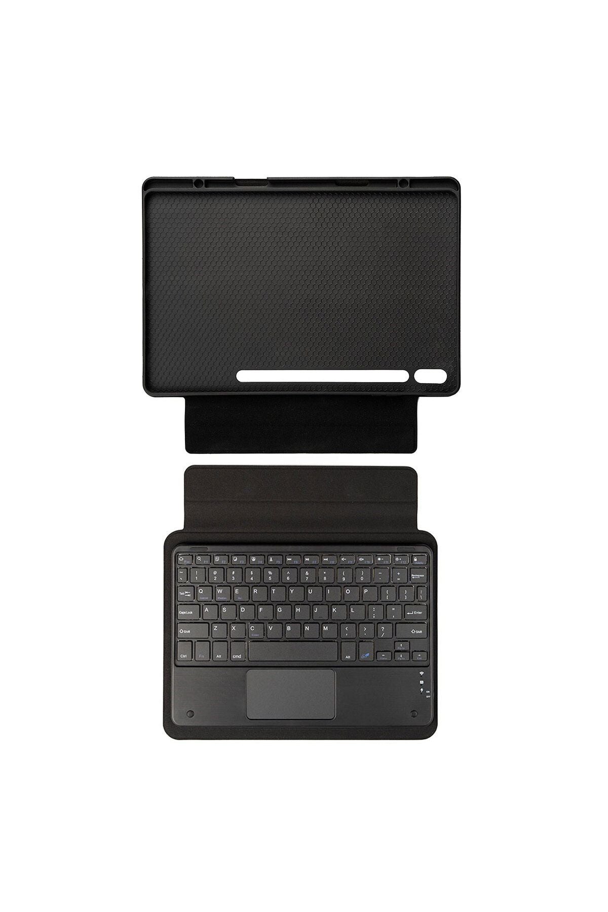 Galaxy Tab S9 Uyumlu Zore Border Keyboard Bluetooh Bağlantılı Standlı Klavyeli Tablet Kılıfı-Siyah