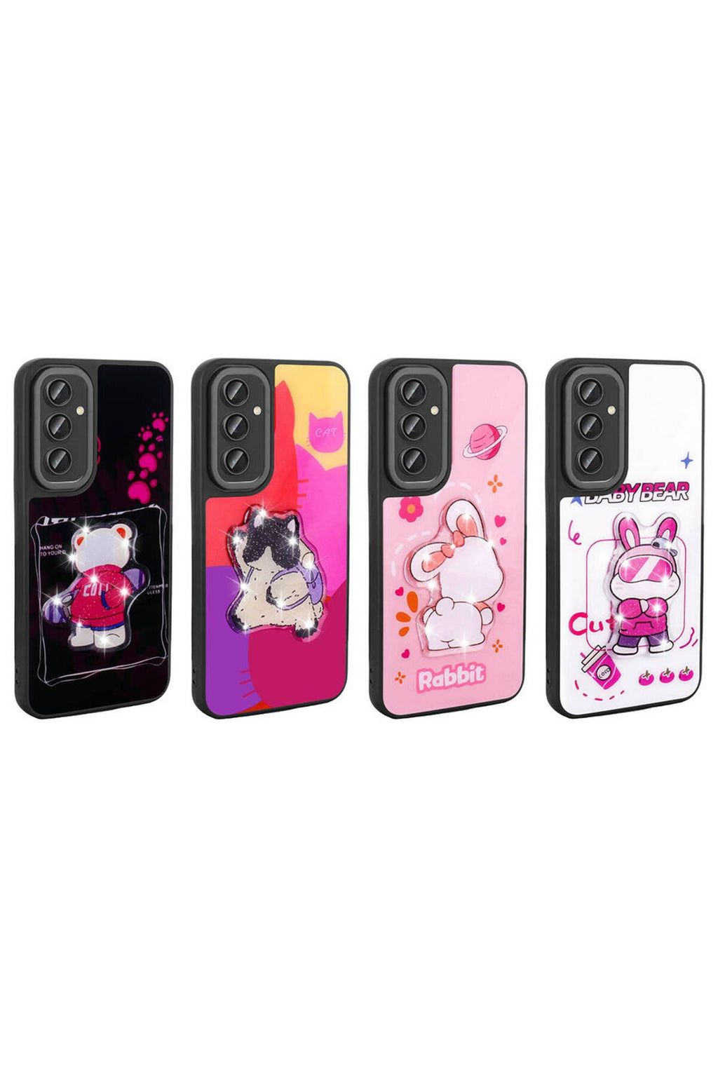 Galaxy A14 Kılıf Parlayan Kabartmalı İkonik Figürlü Zore Amas Silikon Kapak - Mor