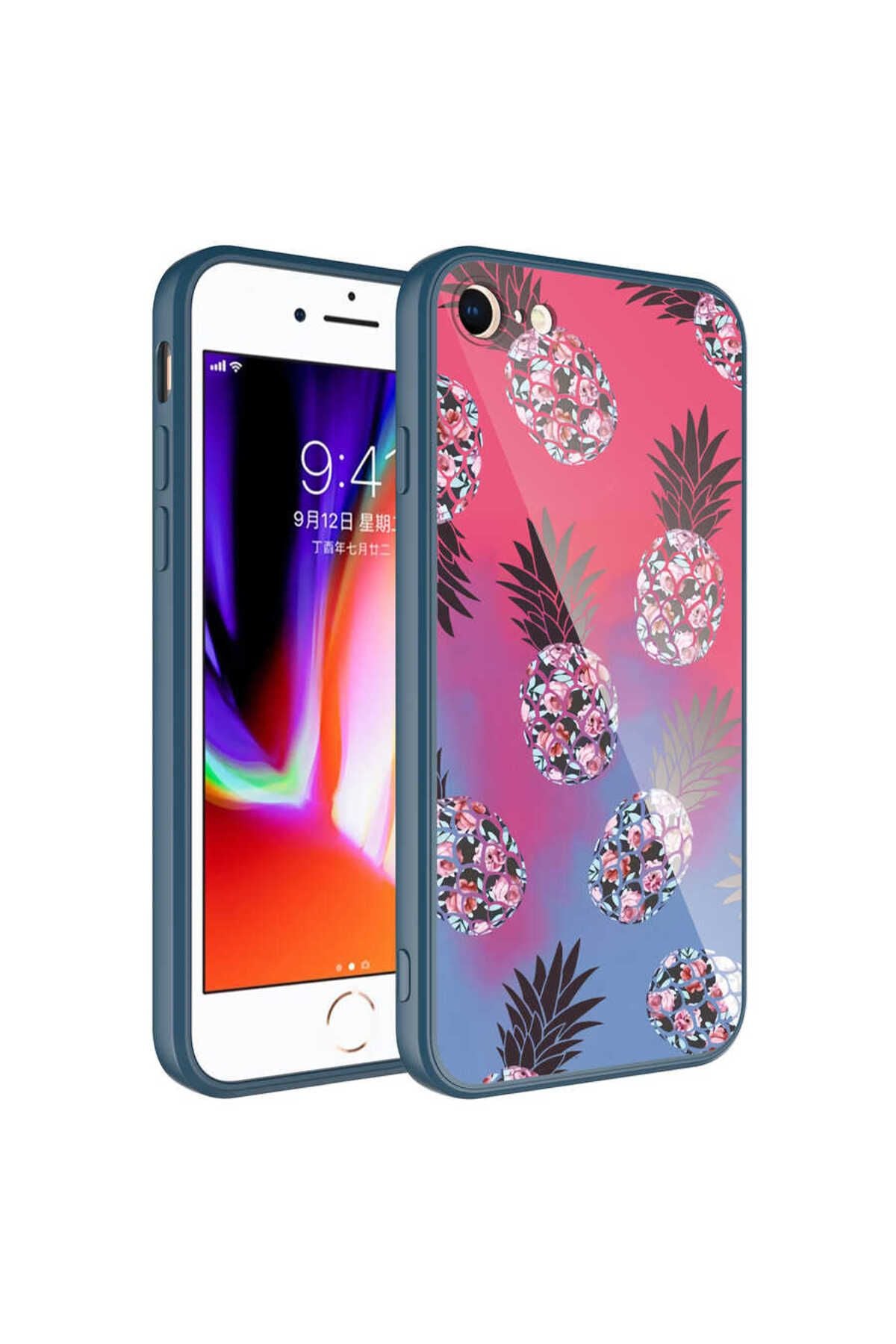 iPhone SE 2022 Uyumlu Kamera Korumalı Desenli Sert Silikon AKAV Epoksi Kılıf-NO1
