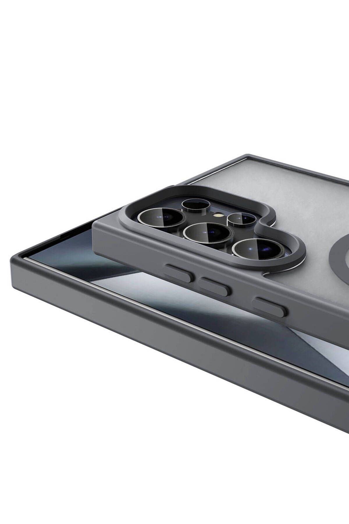 Galaxy S23 Ultra Kılıf Magsafe Şarj Özellikli Mat Arka Yüzey Zore Sio Kapak-Gri