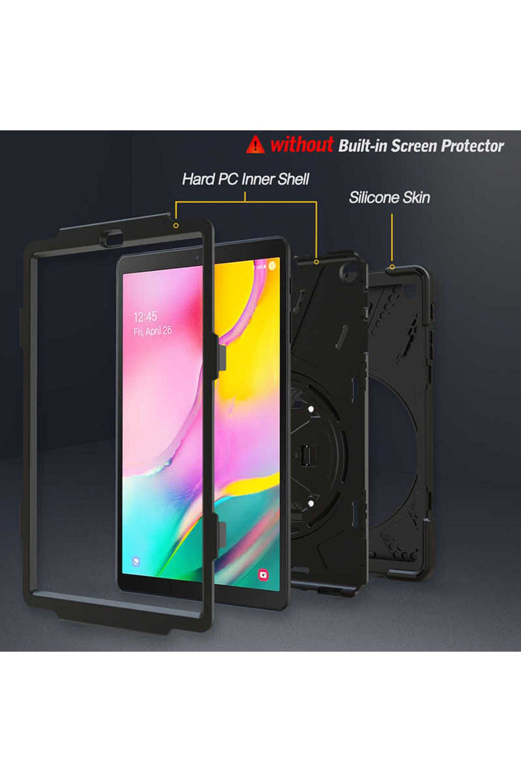 Galaxy Tab A 10.1 (2019) T510 Kılıf  Uyumlu Zore Defender Tablet Silikon-Siyah