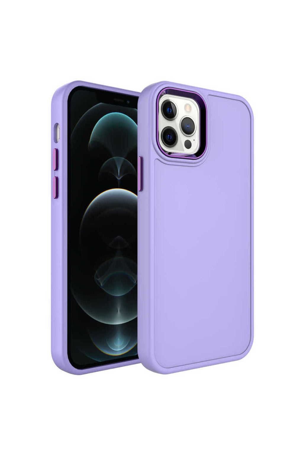 iPhone 14 Pro Uyumlu Metal Çerçeve ve Buton Tasarımlı Sert Zore Botox Kılıf-Mavi