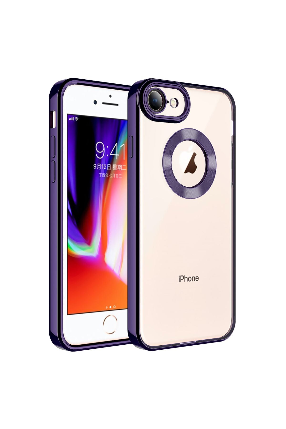 iPhone 8 Kılıf Kamera Korumalı Logo Gösteren Zore Omega Kapak - Sierra Mavi