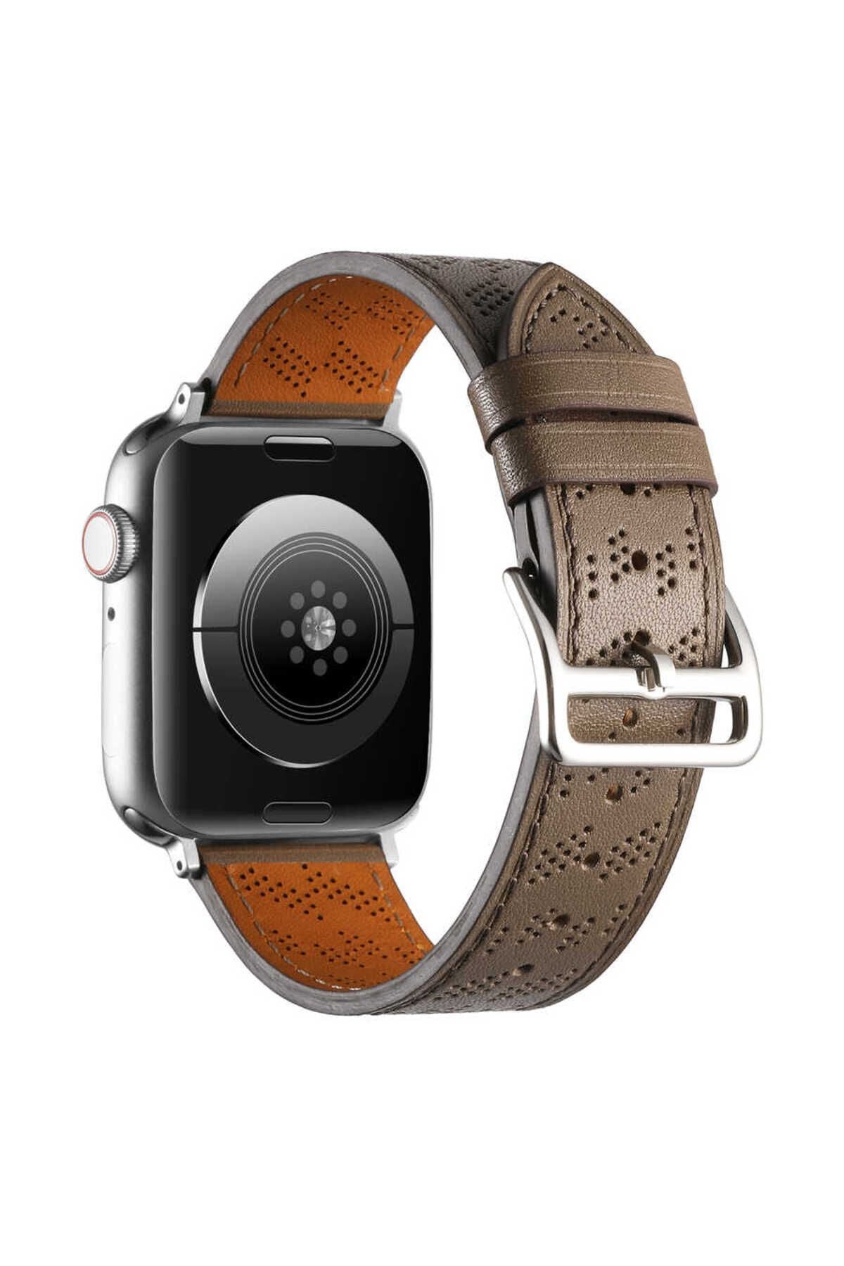 Watch Ultra 49mm Uyumlu KRD-76 PU Deri Kordon Strap Kayış CLO- Koyu Yeşil