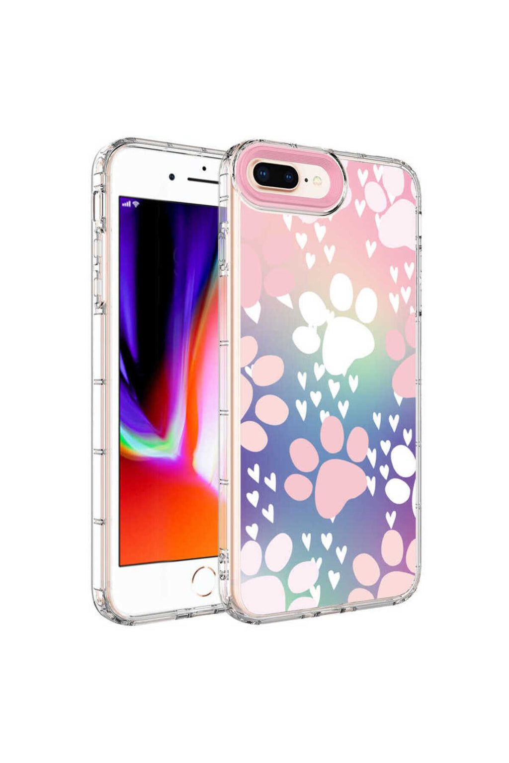 iPhone 8 Plus Kılıf Kamera Korumalı Renkli Desenli Sert Silikon Zore Korn Kapak - NO7