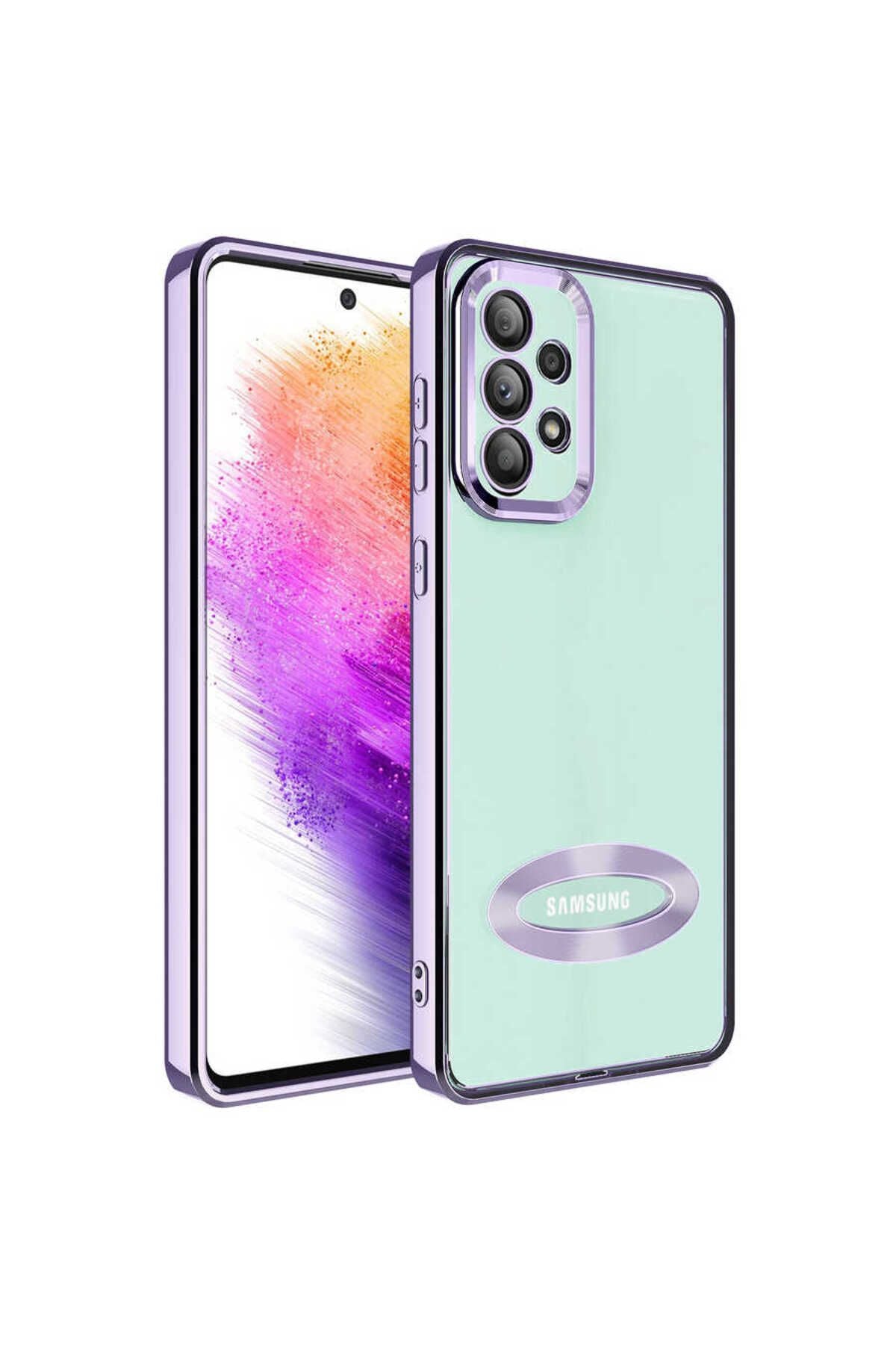 Galaxy A53 5G Kılıf Kamera Korumalı Logo Gösteren Zore Omega Kapak - Lila
