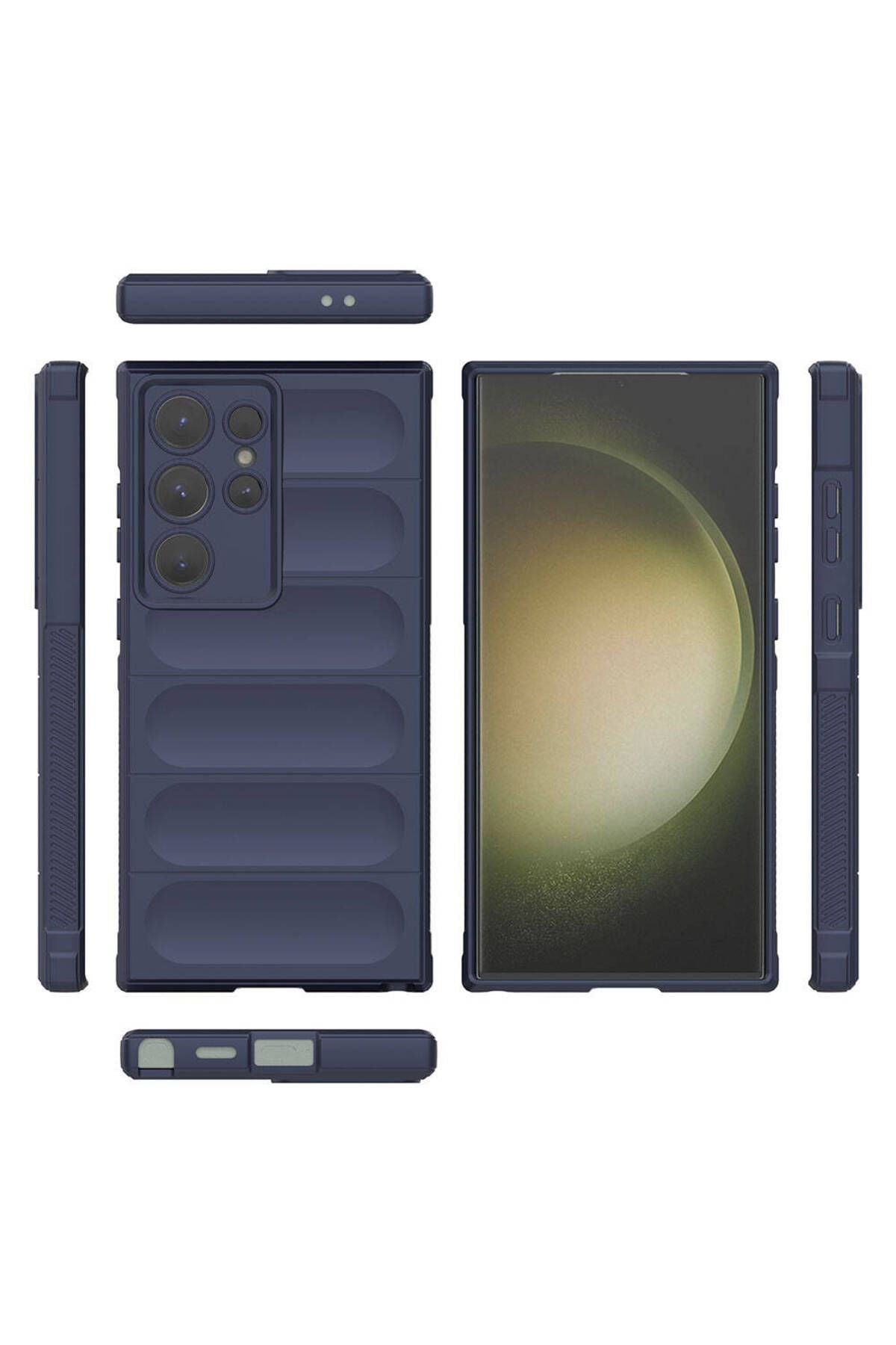 Galaxy S24 Ultra Kılıf Esnek TPU Oyuklu Arka Yüzey Tasarımlı Zore Etnik Silikon Kapak - Koyu Yeşil