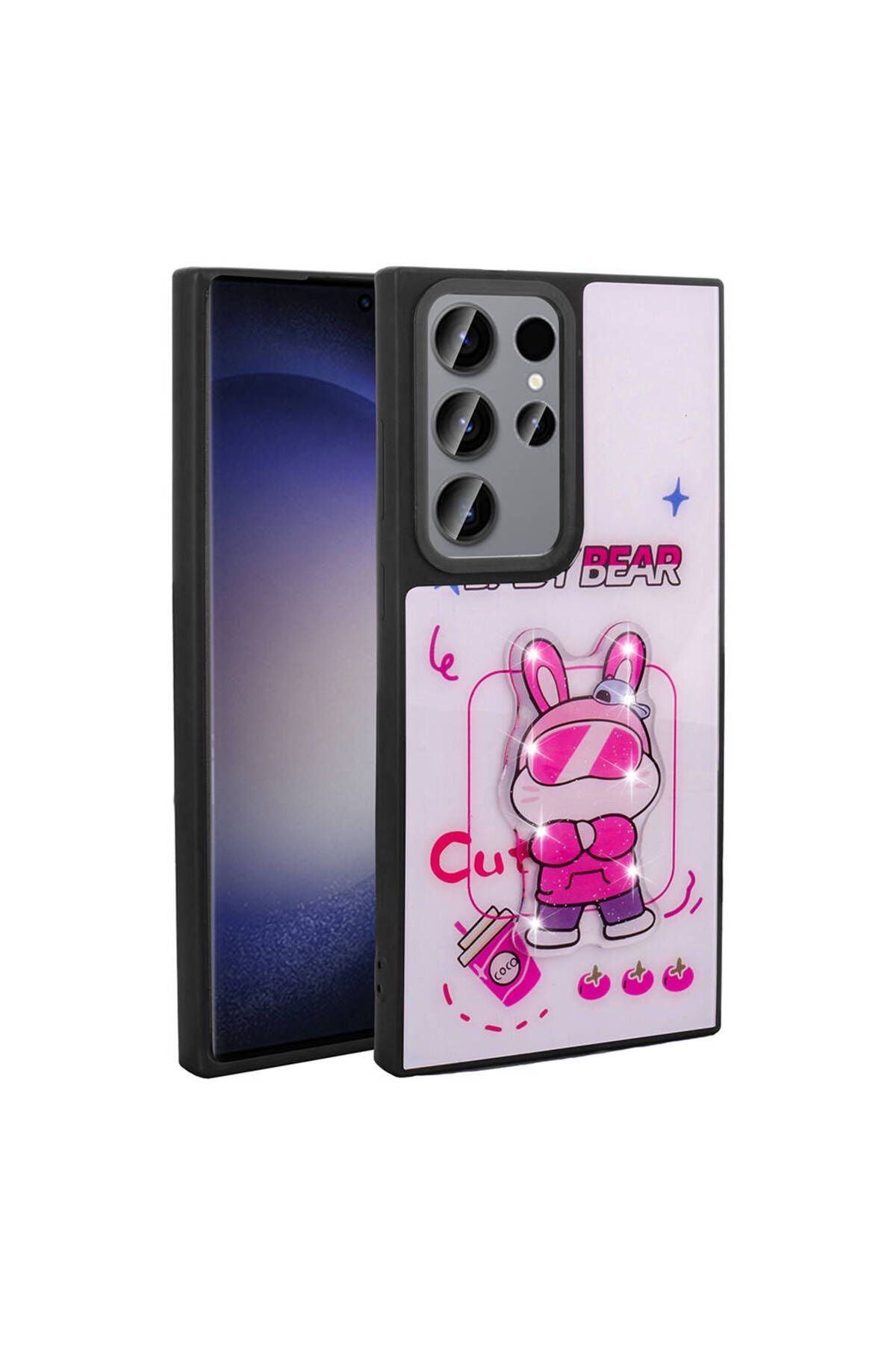 Galaxy S23 Ultra Kılıf Parlayan Kabartmalı İkonik Figürlü Zore Amas Silikon Kapak - Beyaz