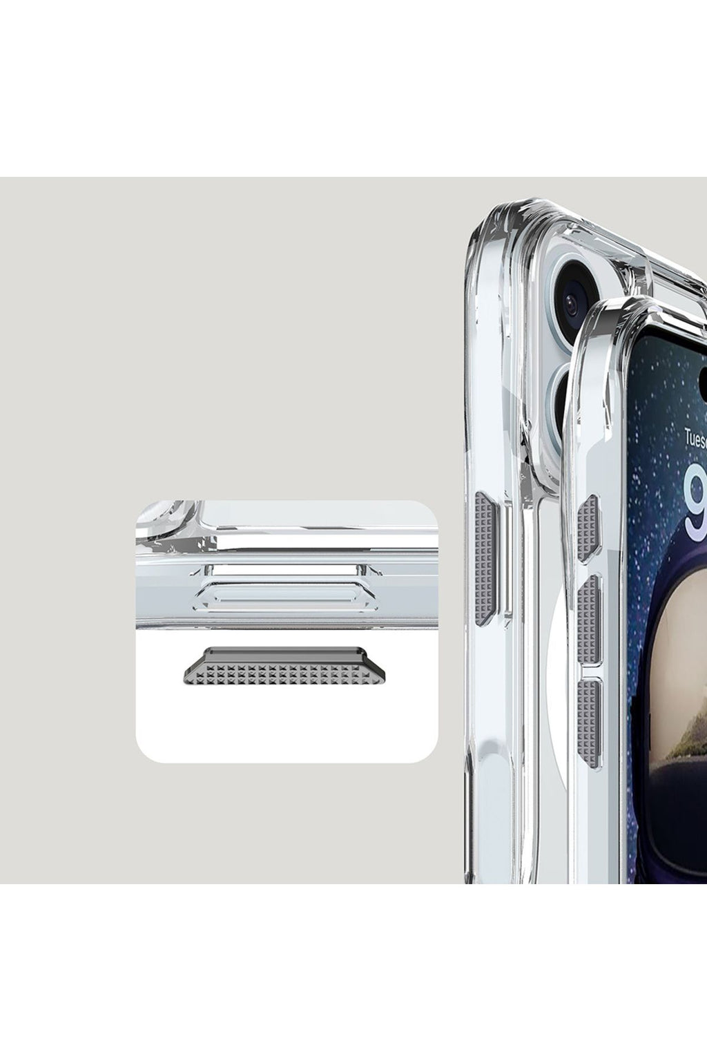 iPhone 16 Uyumlu Kılıf Magsafe Şarj Özellikli Airbagli Şeffaf Zore İncek Kapak - Şeffaf