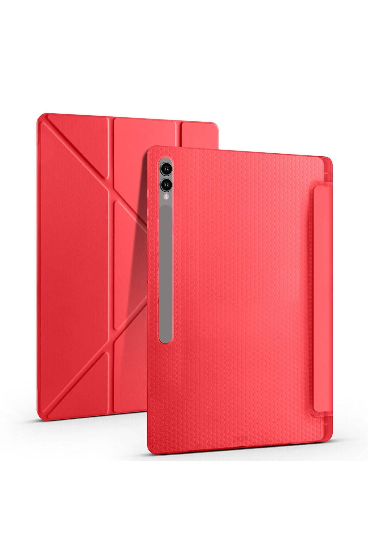 Galaxy Tab S9 Ultra Kılıf  Uyumlu Zore Tri Folding Kalem Bölmeli Standlı Kılıf-Mavi