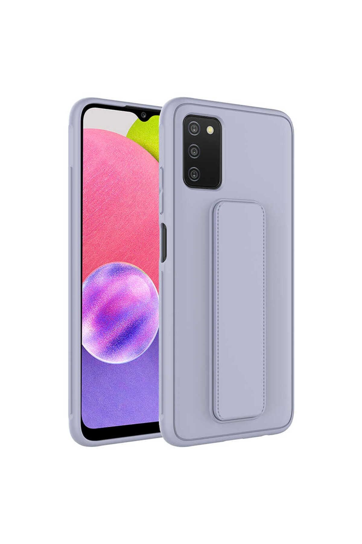 Galaxy A03S Kılıf Zore Qstand Kapak - Gri