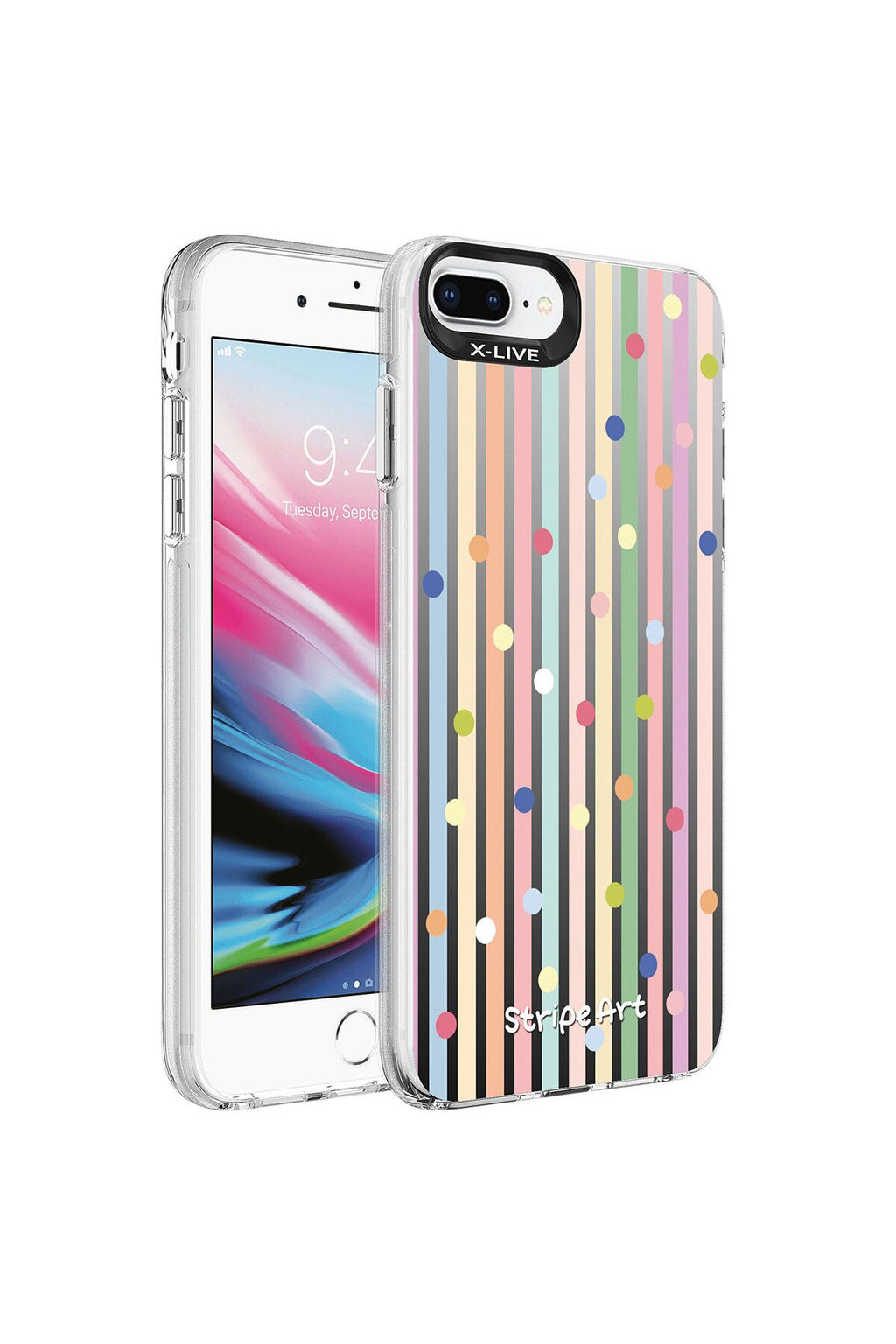 iPhone 8 Plus Kılıf Desenli Zore Silver Sert Kapak - Noktalar