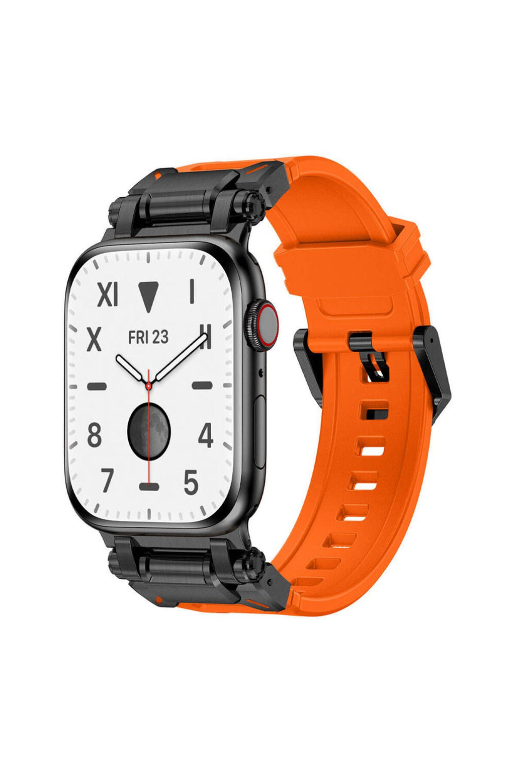 Watch 44mm CLO KRD-101 Titanyum Metal Başlıklı Silikon Kordon-Siyah-Mavi