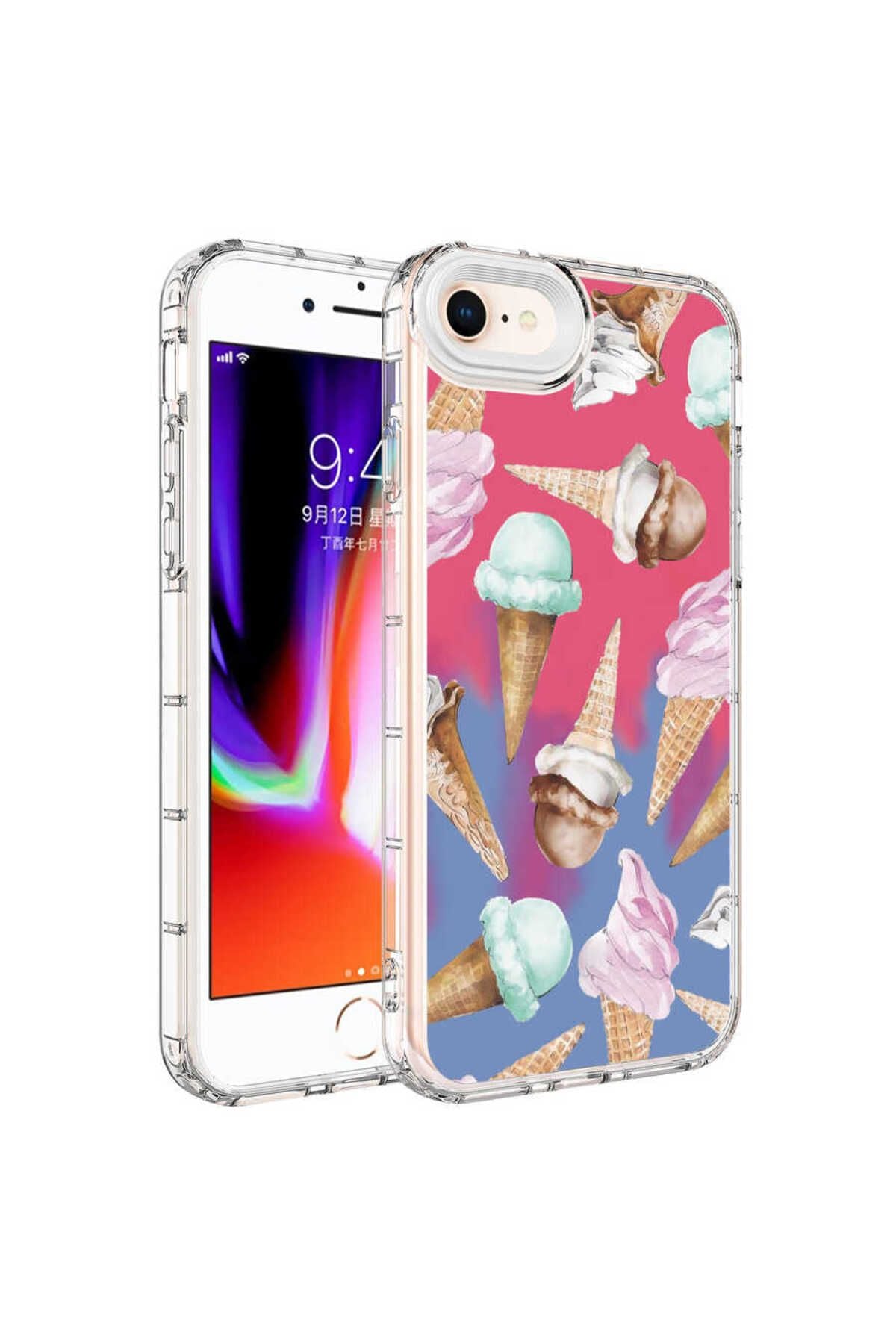 iPhone SE 2022 Uyumlu Kamera Korumalı Renkli Desenli Sert Silikon CSM Zore Korn Kılıf-NO9