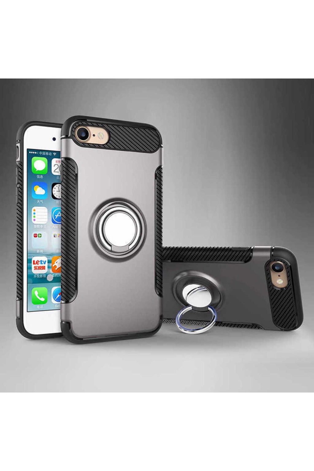 iPhone SE 2022 Uyumlu Zore Yüzüklü Verus Kılıf-Füme