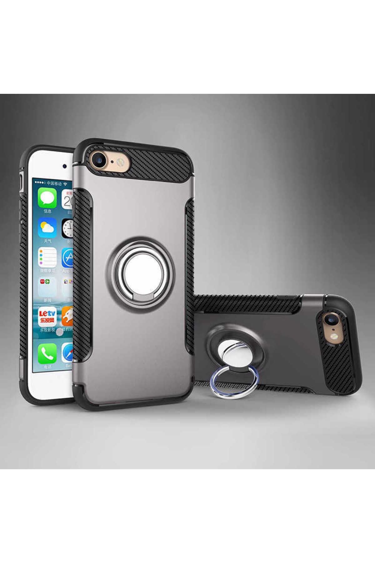 iPhone SE 2022 Uyumlu Zore Yüzüklü Verus Kılıf-Füme