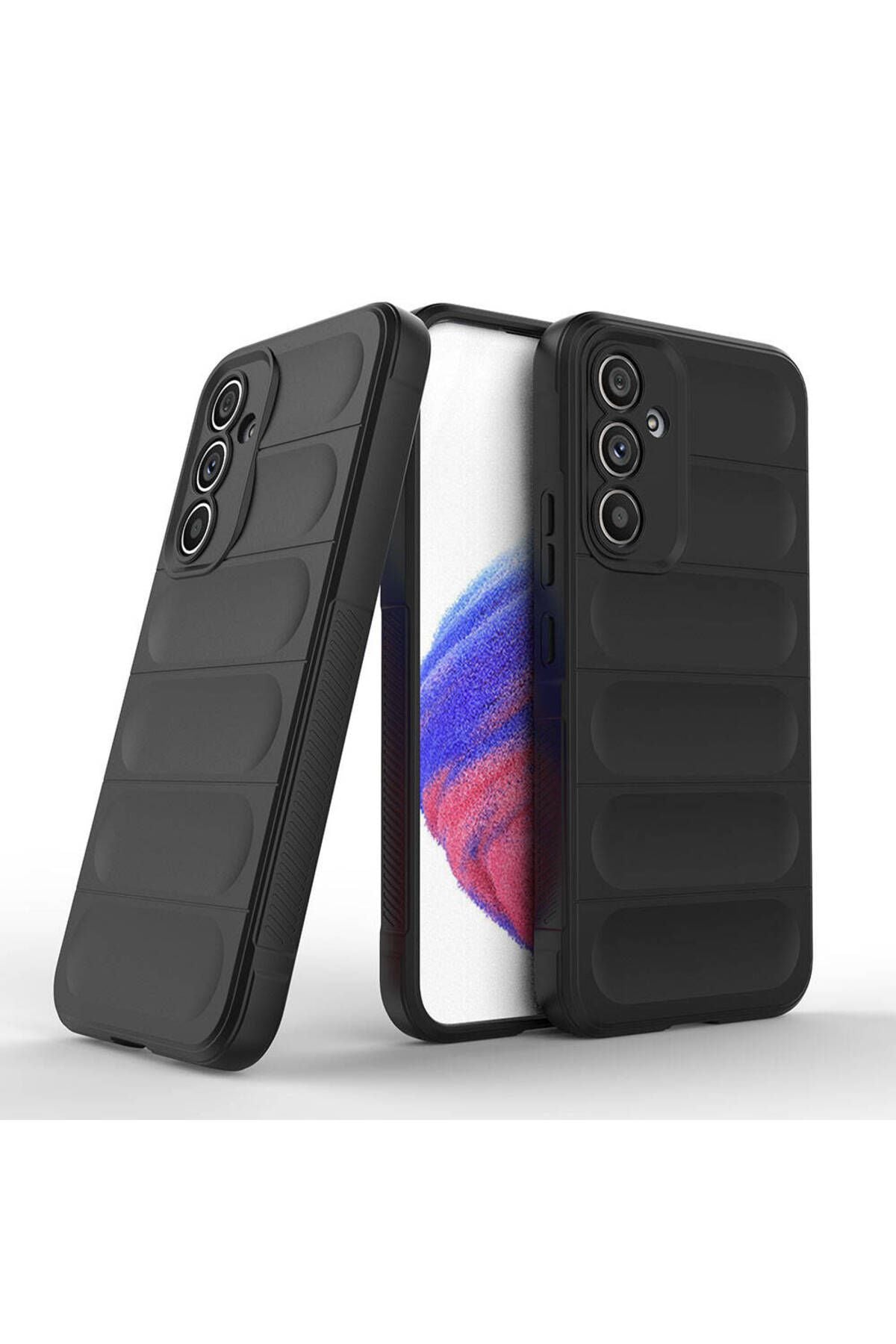 Galaxy A54 Kılıf Esnek TPU Oyuklu Arka Yüzey Tasarımlı Zore Etnik Silikon Kapak - Lacivert