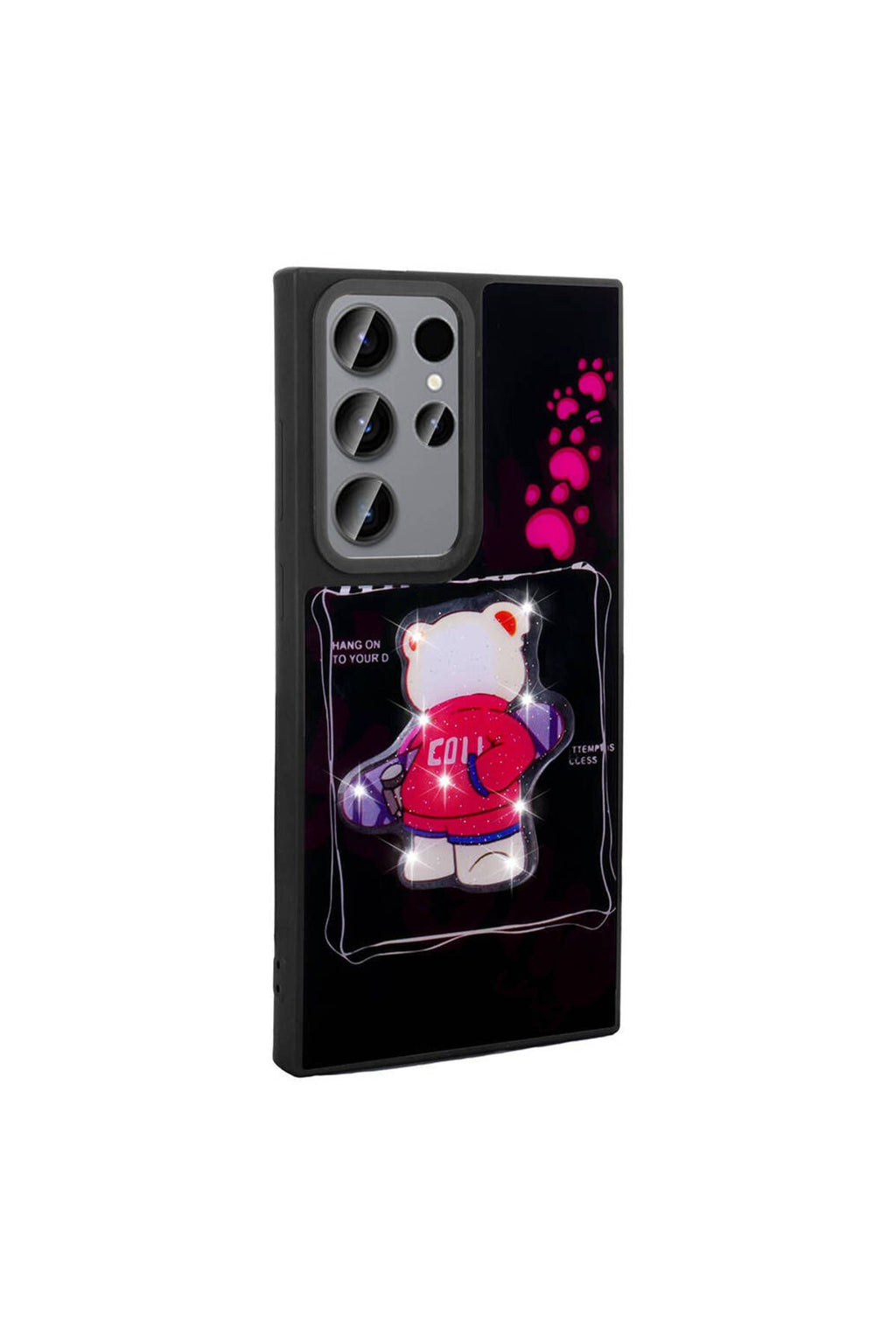 Galaxy S23 Ultra Kılıf Parlayan Kabartmalı İkonik Figürlü Zore Amas Silikon Kapak - Siyah