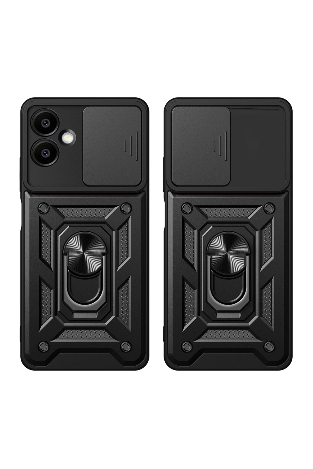 Galaxy A06 Uyumlu Magnetik Standlı Kamera Korumalı Zore Sürgülü Vega Kapak-Siyah
