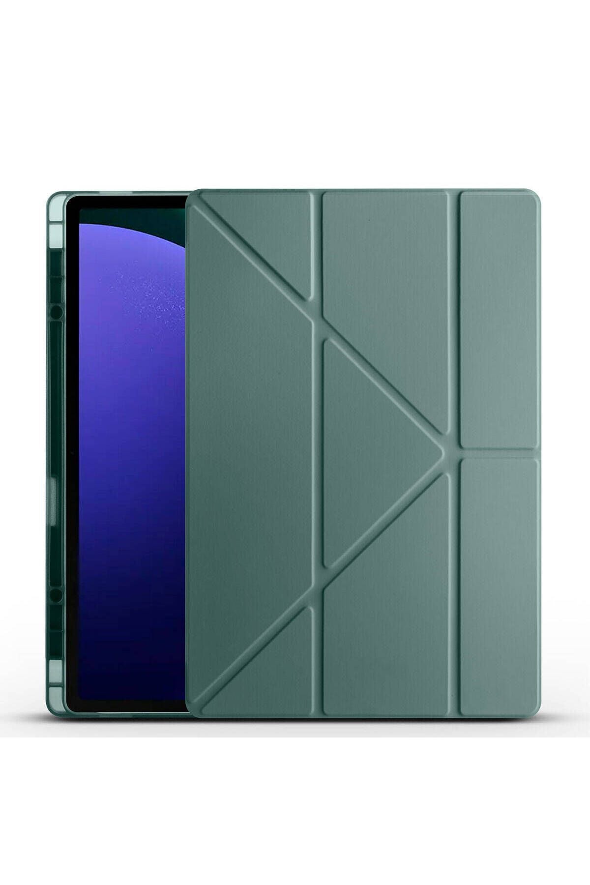 Galaxy Tab S9 Ultra Kılıf  Uyumlu Zore Tri Folding Kalem Bölmeli Standlı Kılıf-Rose Gold