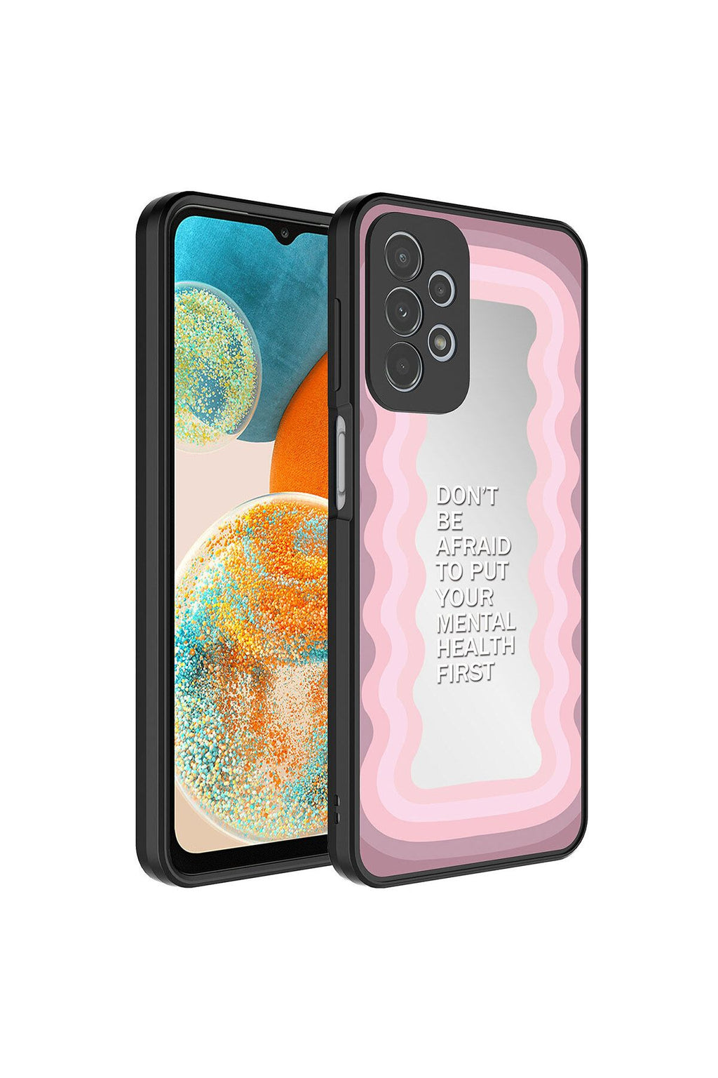 Galaxy A53 5G Kılıf Aynalı Desenli Kamera Korumalı Parlak Zore Mirror Kapak - Yazı