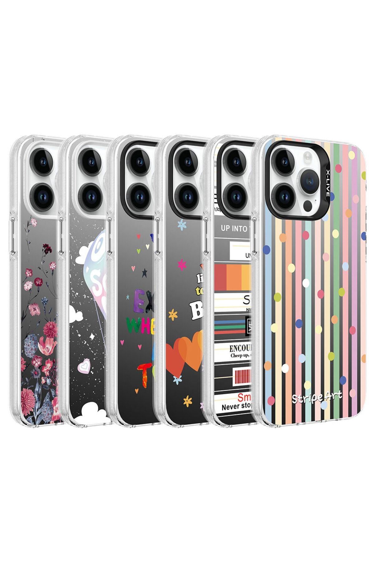 iPhone 14 Pro Uyumlu Desenli Zore Silver Sert Kılıf-Kalp