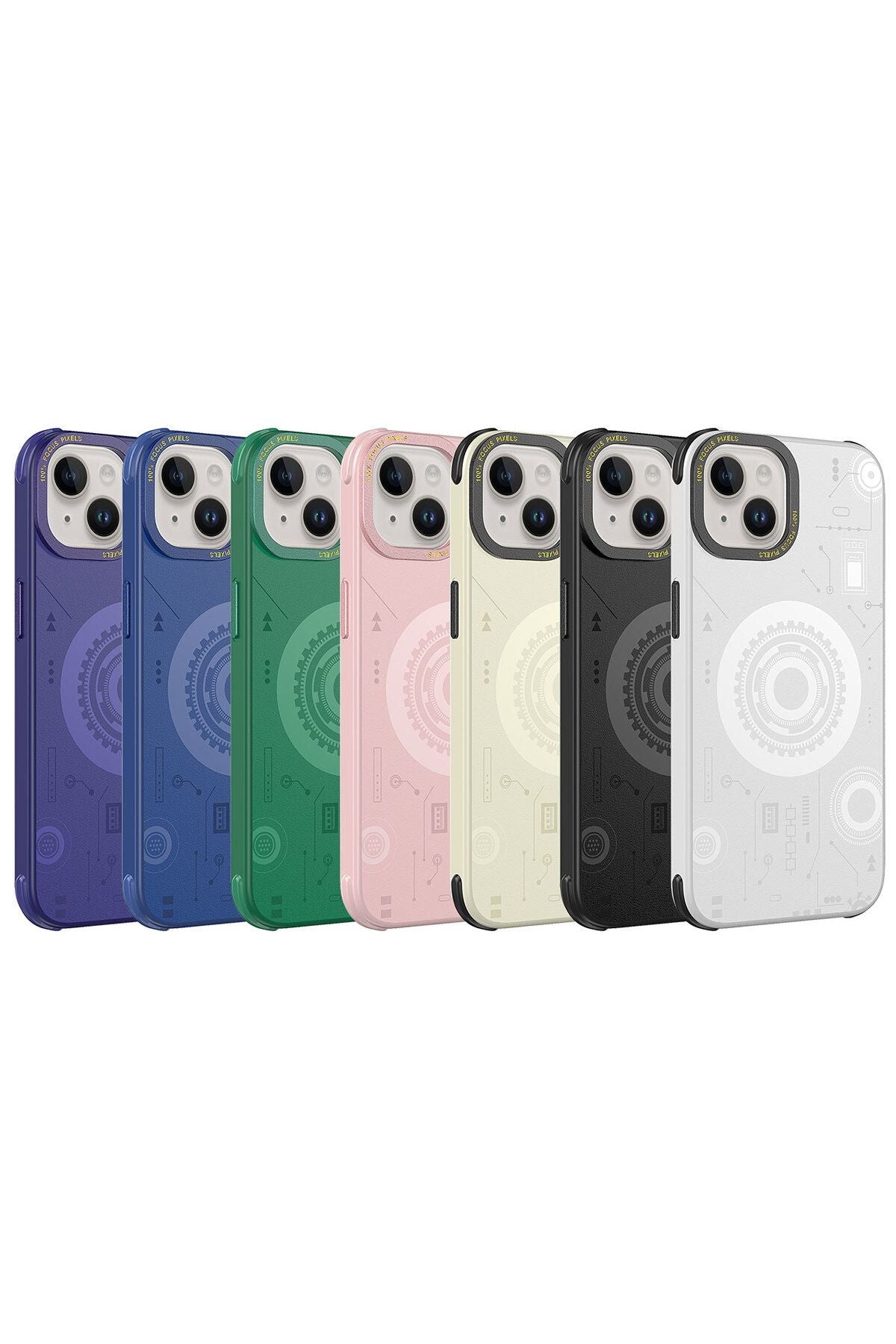 iPhone 14 Uyumlu Zore Wireless Şarj Özellikli Desenli Hot Kılıf-Derin Mor