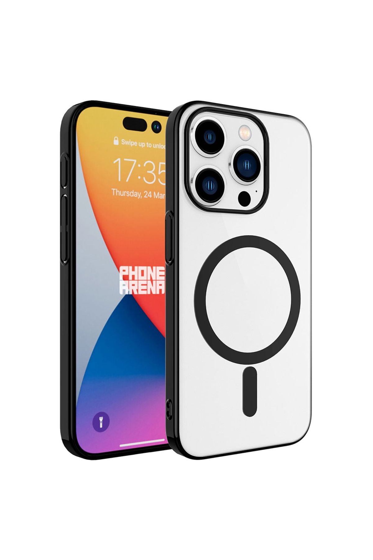 iPhone 15 Pro Max Uyumlu Zore Wireless Şarj Özellikli Pixel Magsafe Kılıf-Siyah