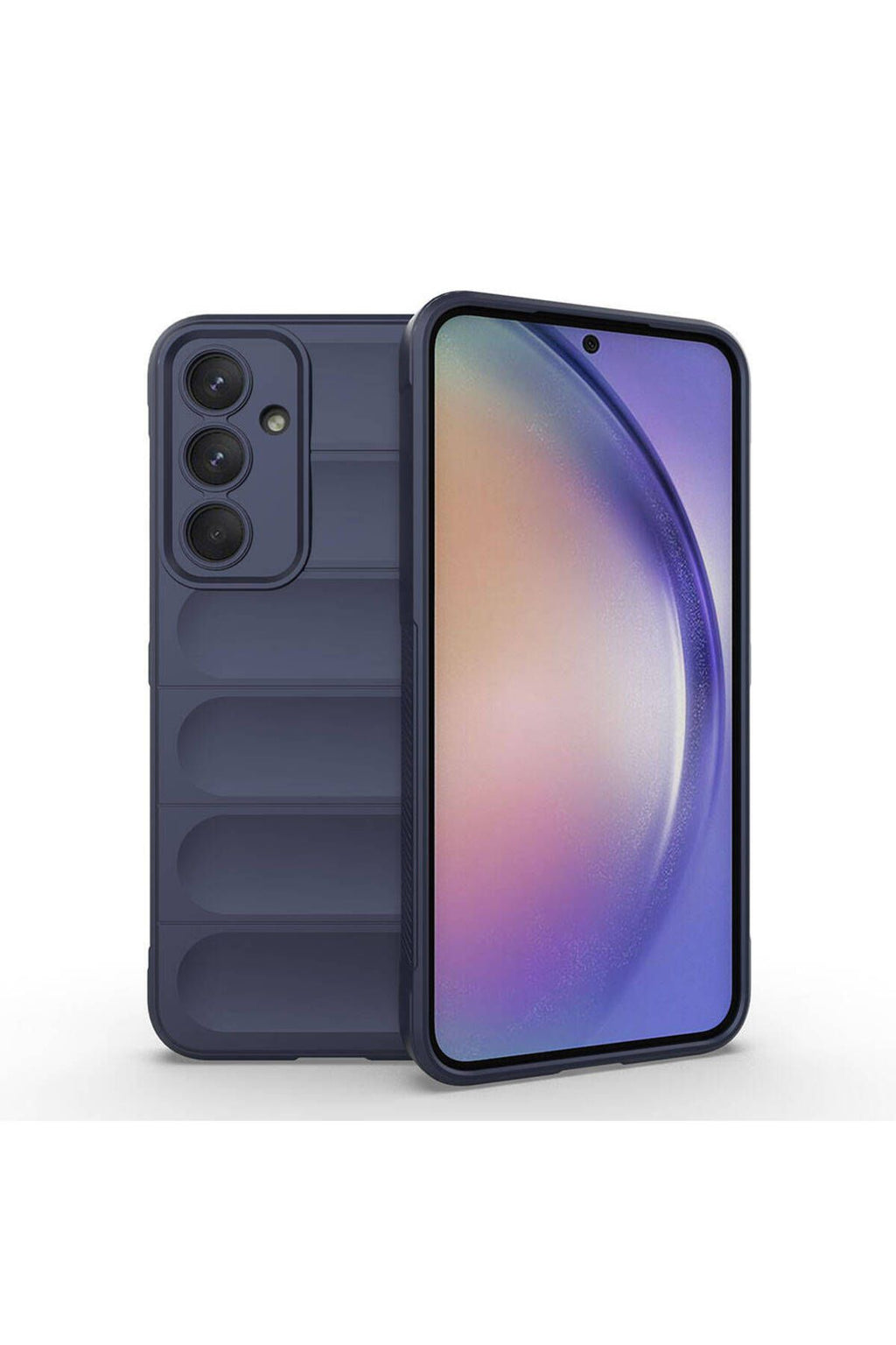 Galaxy A35 Kılıf Esnek TPU Oyuklu Arka Yüzey Tasarımlı Zore Etnik Silikon Kapak - Lacivert