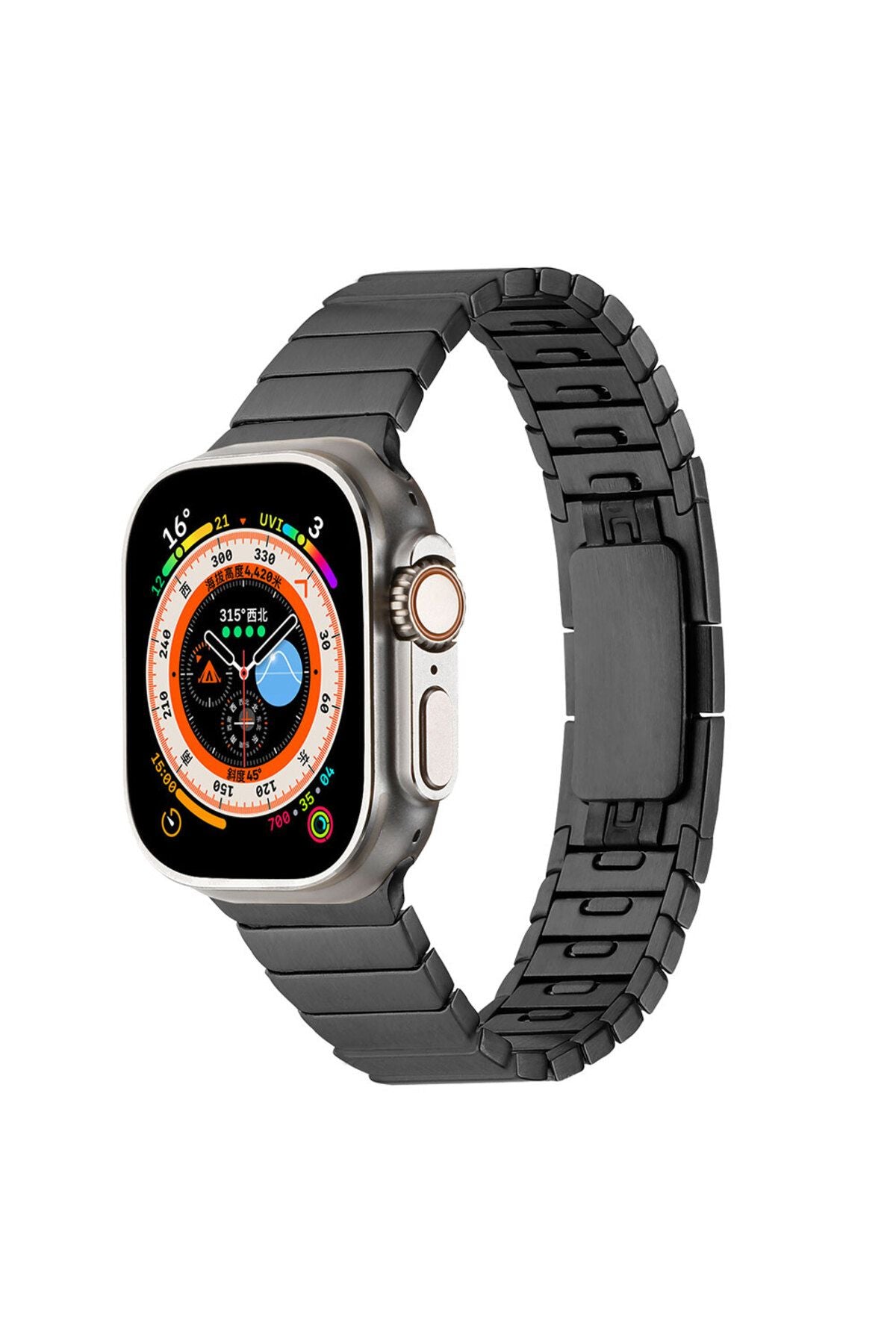 Watch Ultra 49mm Uyumlu KRD-82 Metal Zore Kordon-Siyah