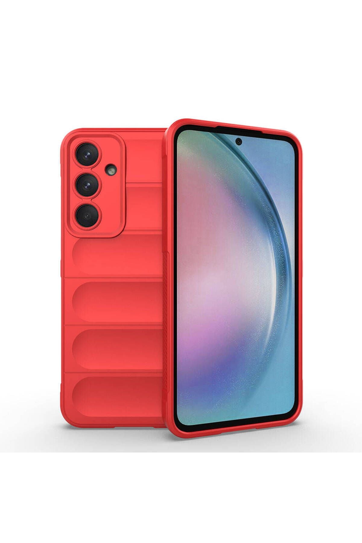 Galaxy A55 Kılıf Esnek TPU Oyuklu Arka Yüzey Tasarımlı Zore Etnik Silikon Kapak - Koyu Yeşil