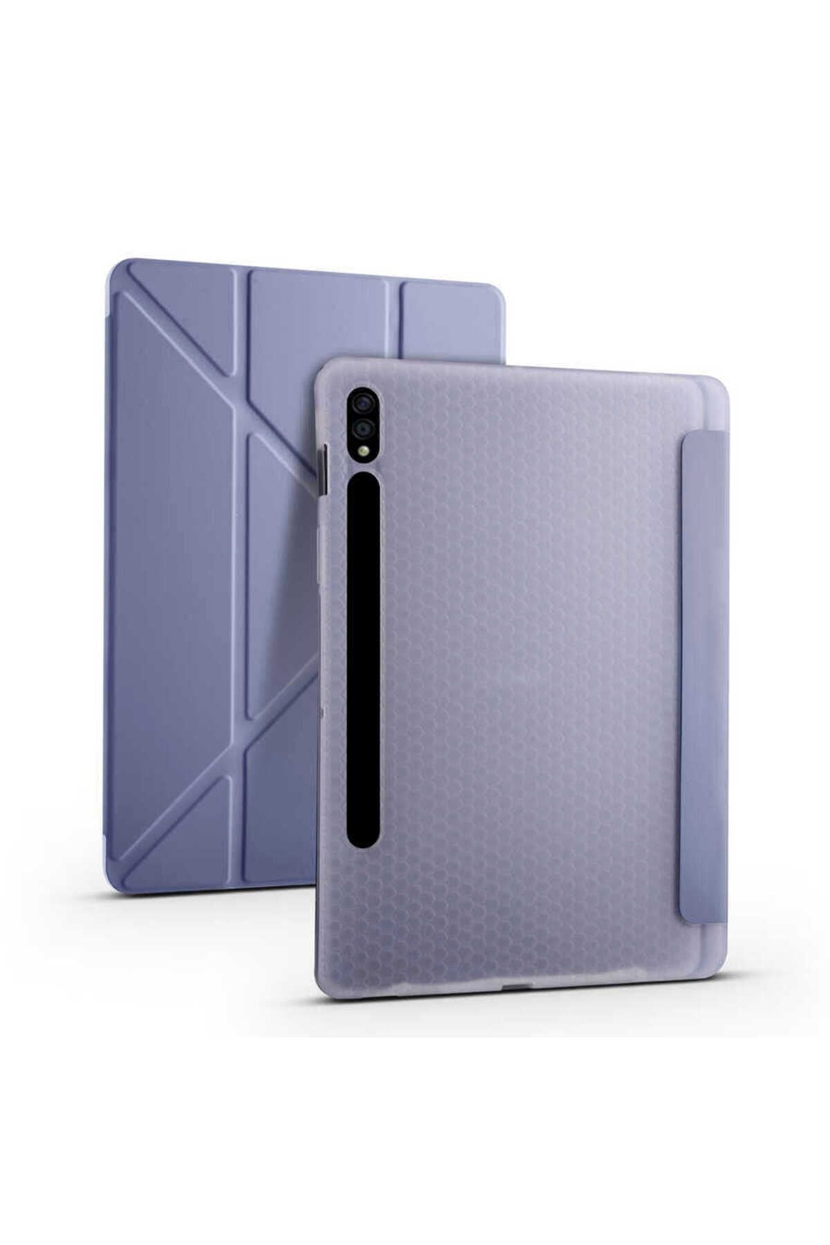 Galaxy Tab S7 T870 Kılıf  Uyumlu Zore Tri Folding Kalem Bölmeli Standlı Kılıf-Açık Yeşil