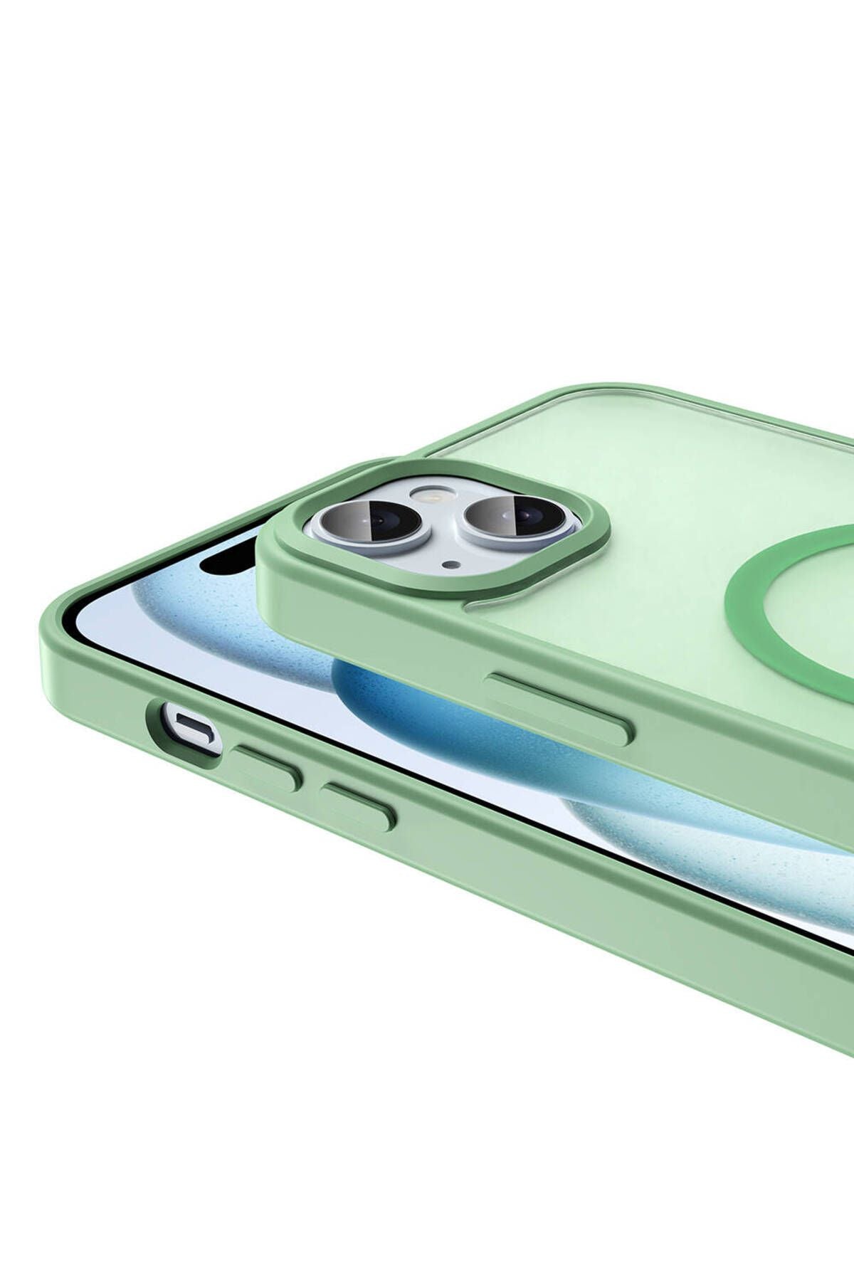 iPhone 15 Plus Kılıf Magsafe Şarj Özellikli Mat Arka Yüzey Zore Sio Kapak-Lacivert