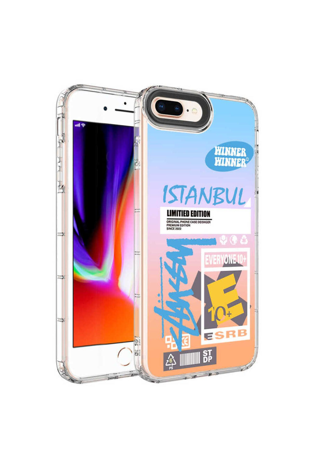 iPhone 8 Plus Kılıf Kamera Korumalı Renkli Desenli Sert Silikon Zore Korn Kapak - NO1