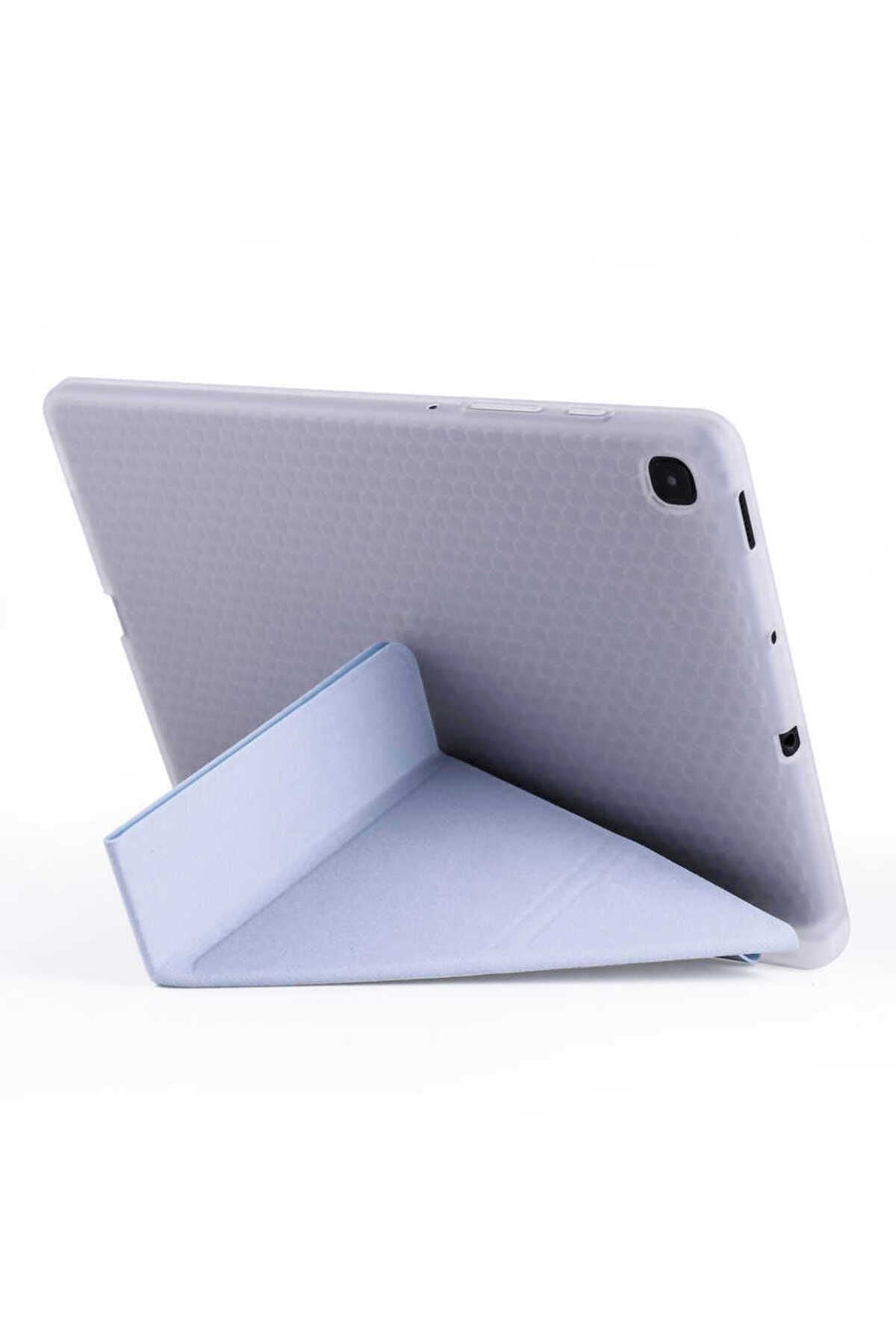 Galaxy Tab S6 Lite P610 Kılıf  Uyumlu Zore Tri Folding Kalem Bölmeli Standlı Kılıf-Mor