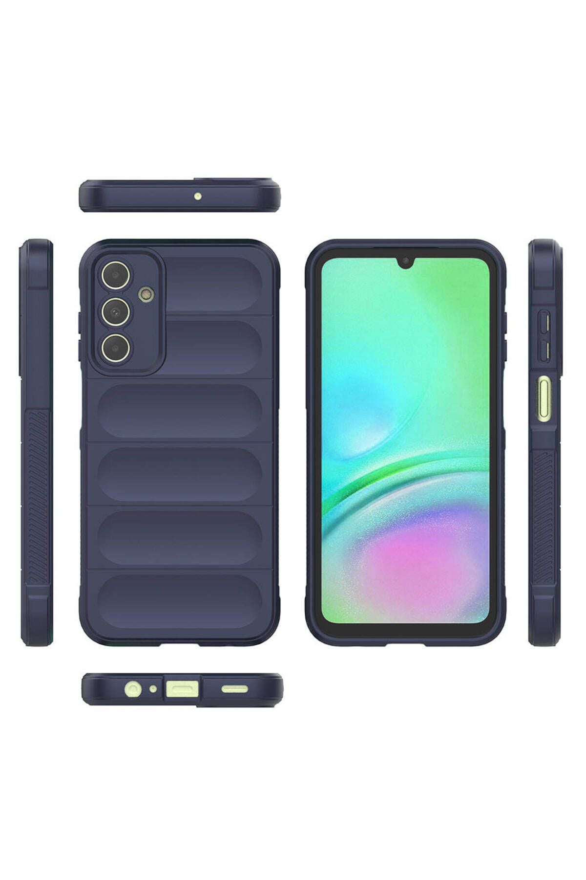 Galaxy A15 Kılıf Esnek TPU Oyuklu Arka Yüzey Tasarımlı Zore Etnik Silikon Kapak - Koyu Yeşil