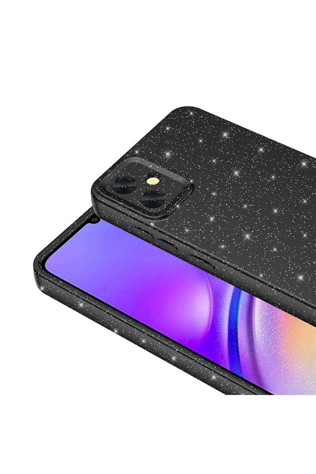 Galaxy A05 Kılıf Kamera Korumalı Simli Lüks Zore Koton Kapak - Gümüş