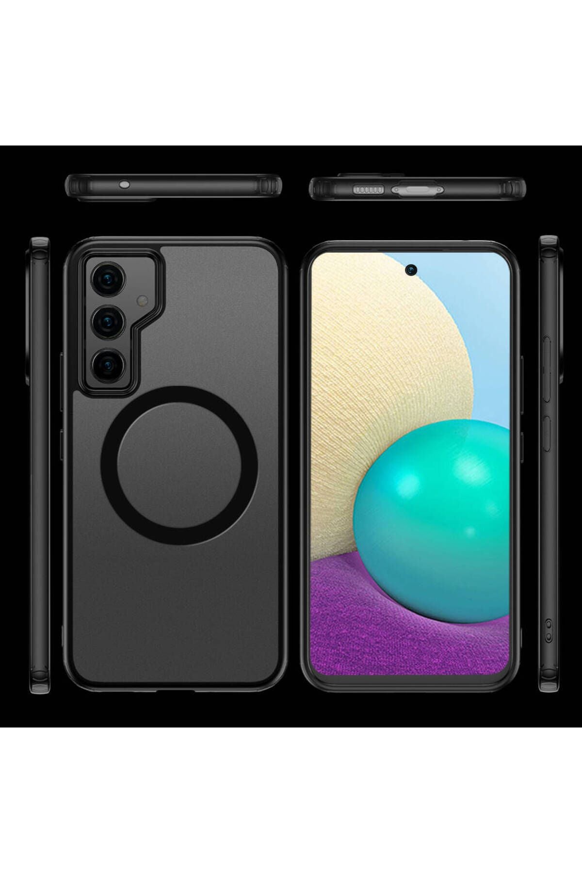 Galaxy S23 FE Uyumlu Sert PC Arka Yüzey Wireless Şarj Özellikli Zore Flet Magsafe Kılıf-Siya