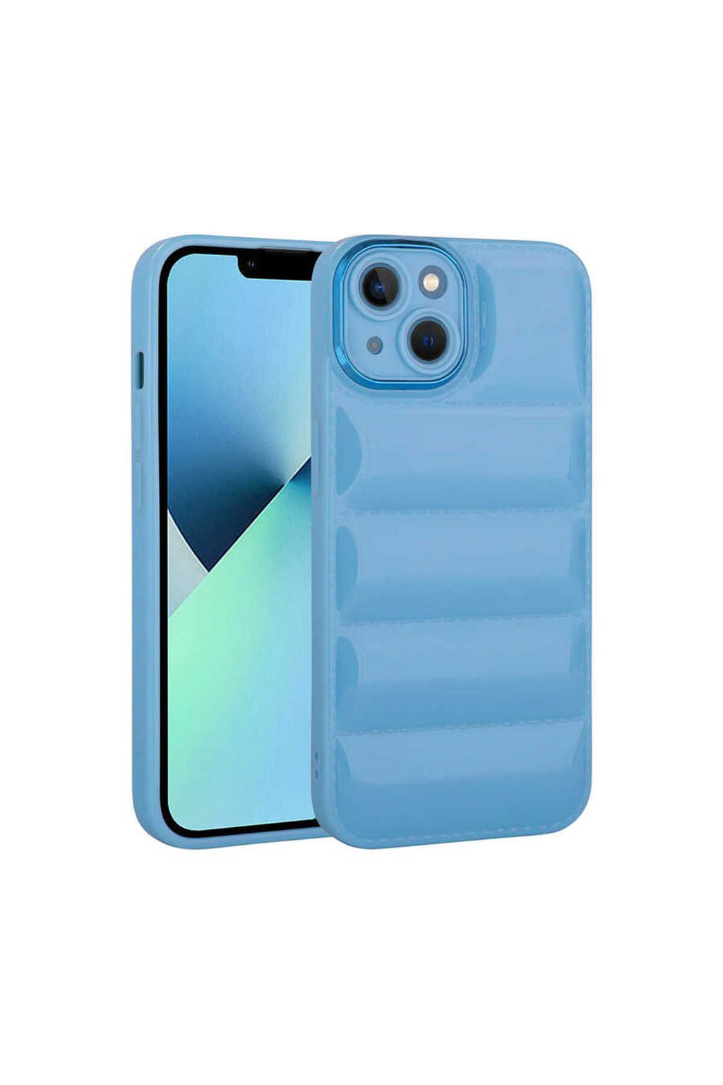 iPhone 14 Uyumlu Kamera Korumalı Parlak AiHTTg'li Zore Galya Kılıf-Mavi