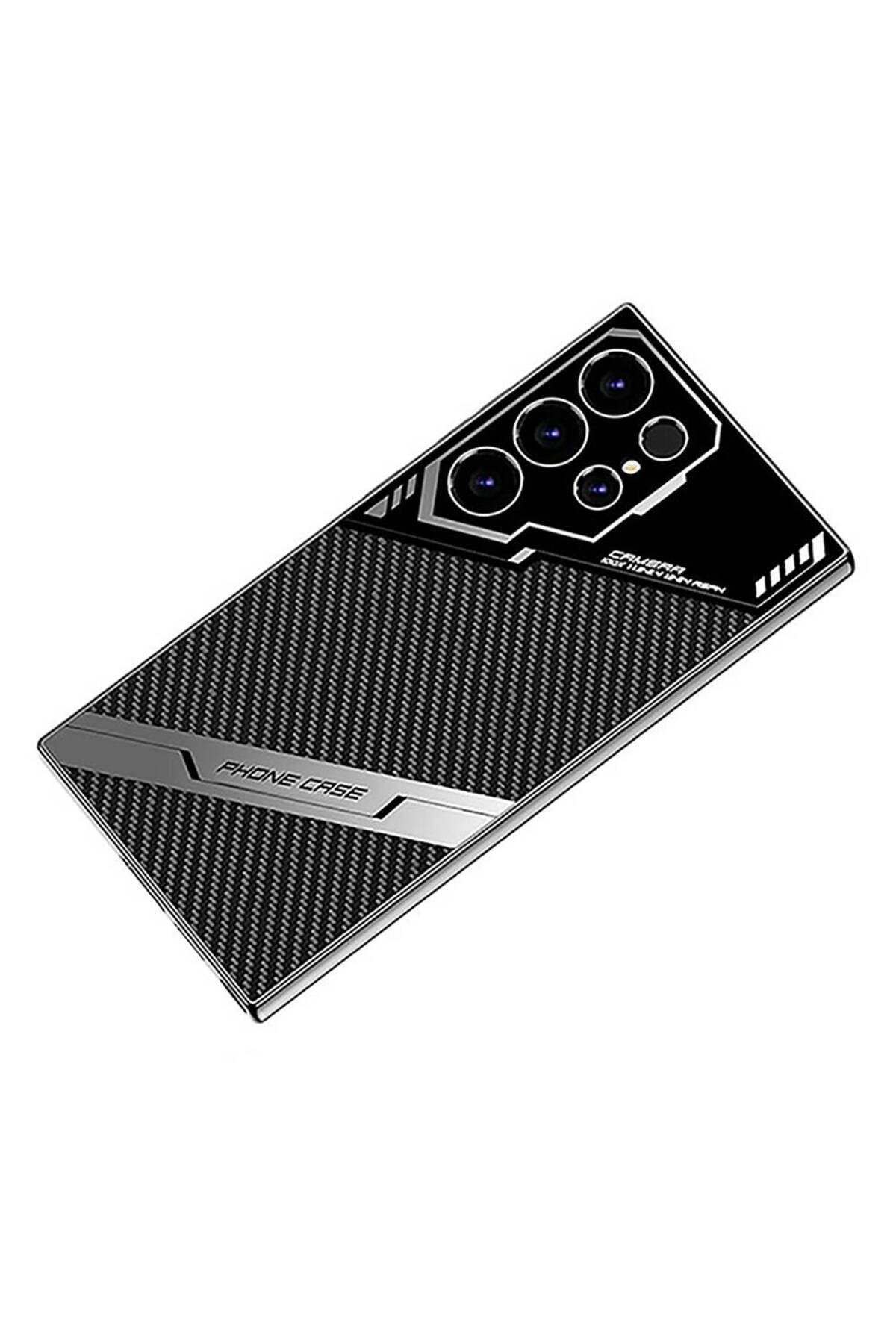 Galaxy S23 Ultra Kılıf Kamera Korumalı Karbon Tasarım Zore Yeni Seri Procase Kapak-Siyah Karbon