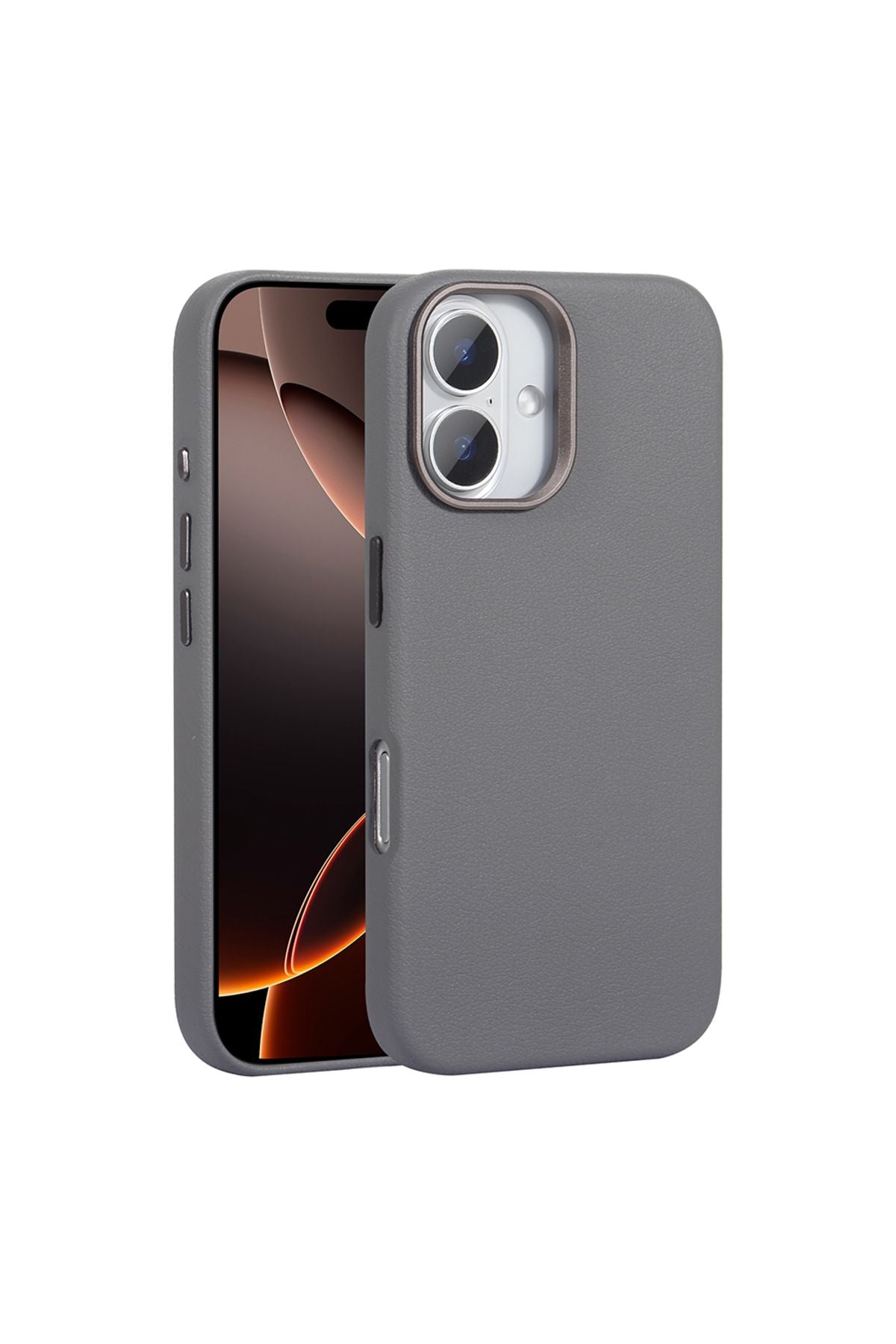 iPhone 16 Uyumlu Kılıf Magsafe Şarj Özellikli PU Deri Zore Adora Kapak-Gri