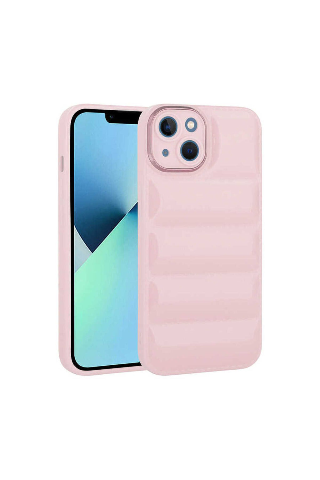 iPhone 14 Uyumlu Kamera Korumalı Parlak AiHTTg'li Zore Galya Kılıf-Pembe