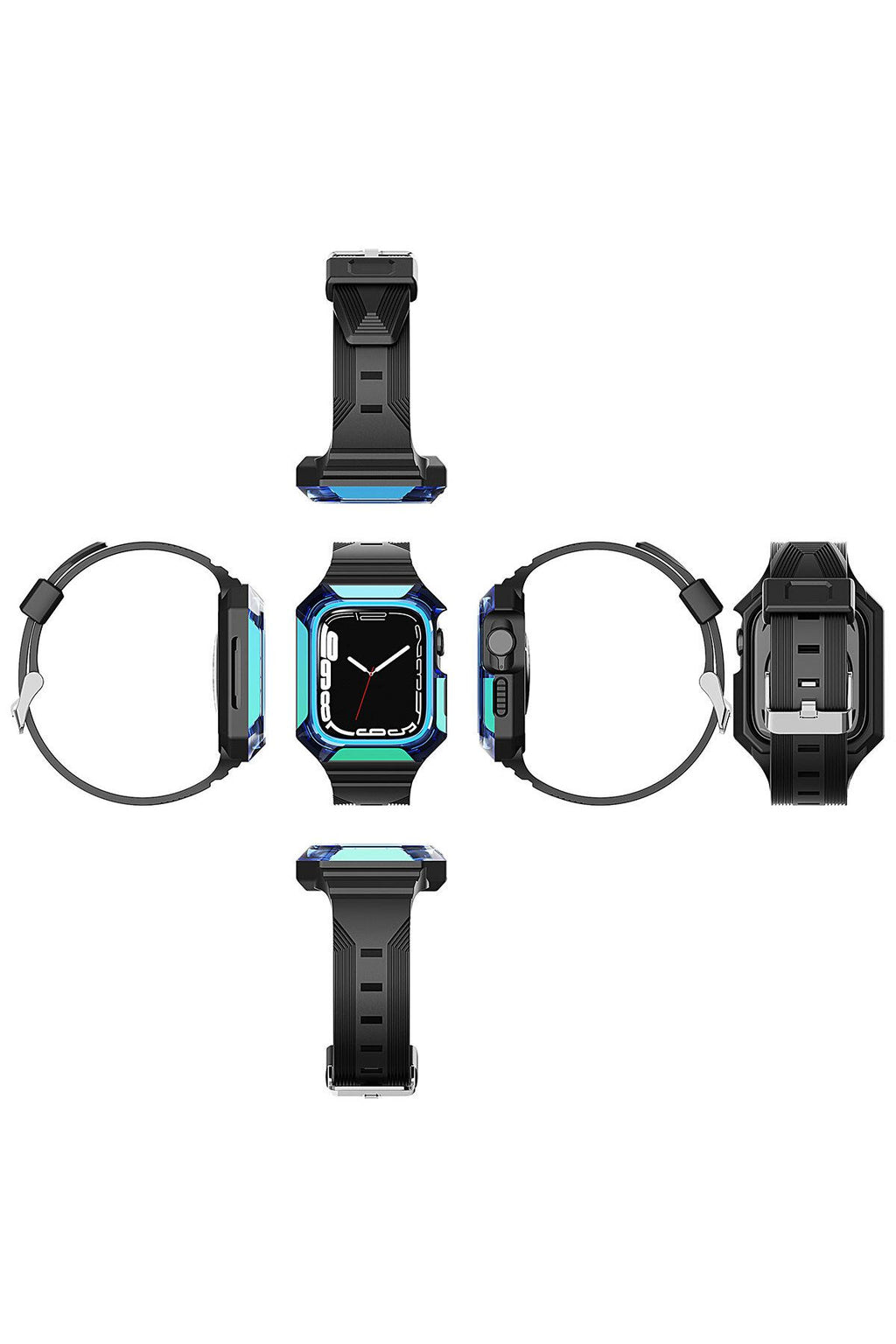 Watch 7 45mm Uyumlu KRD-88 Sert PC Kasa Koruyuculu Uyumlu Zore Kordon-Siyah