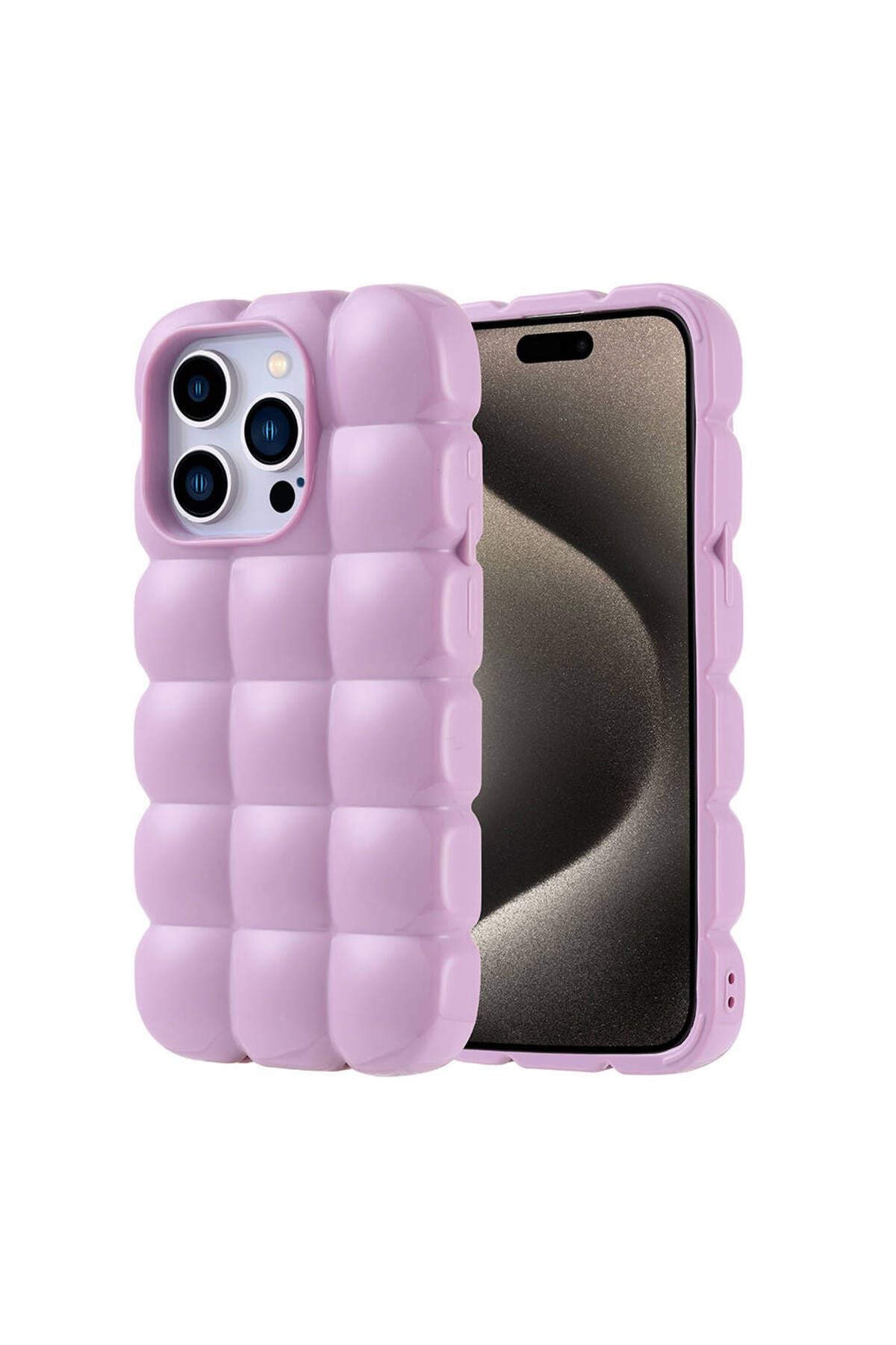 iPhone 15 Pro Kılıf Parlak Esnek Silikon Zore Dom Dom Kapak - Pembe