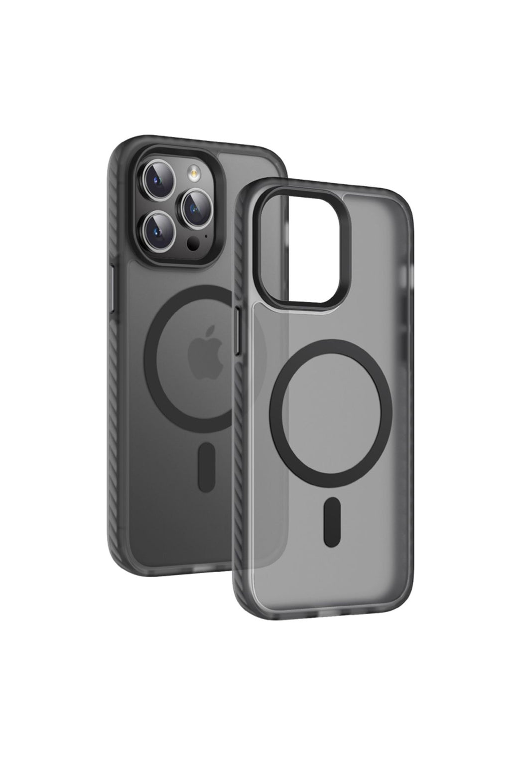 iPhone 14 Pro Uyumlu Mat Arka Yüzey Wireless Şarj Özellikli Zore Locik Kılıf-Siyah