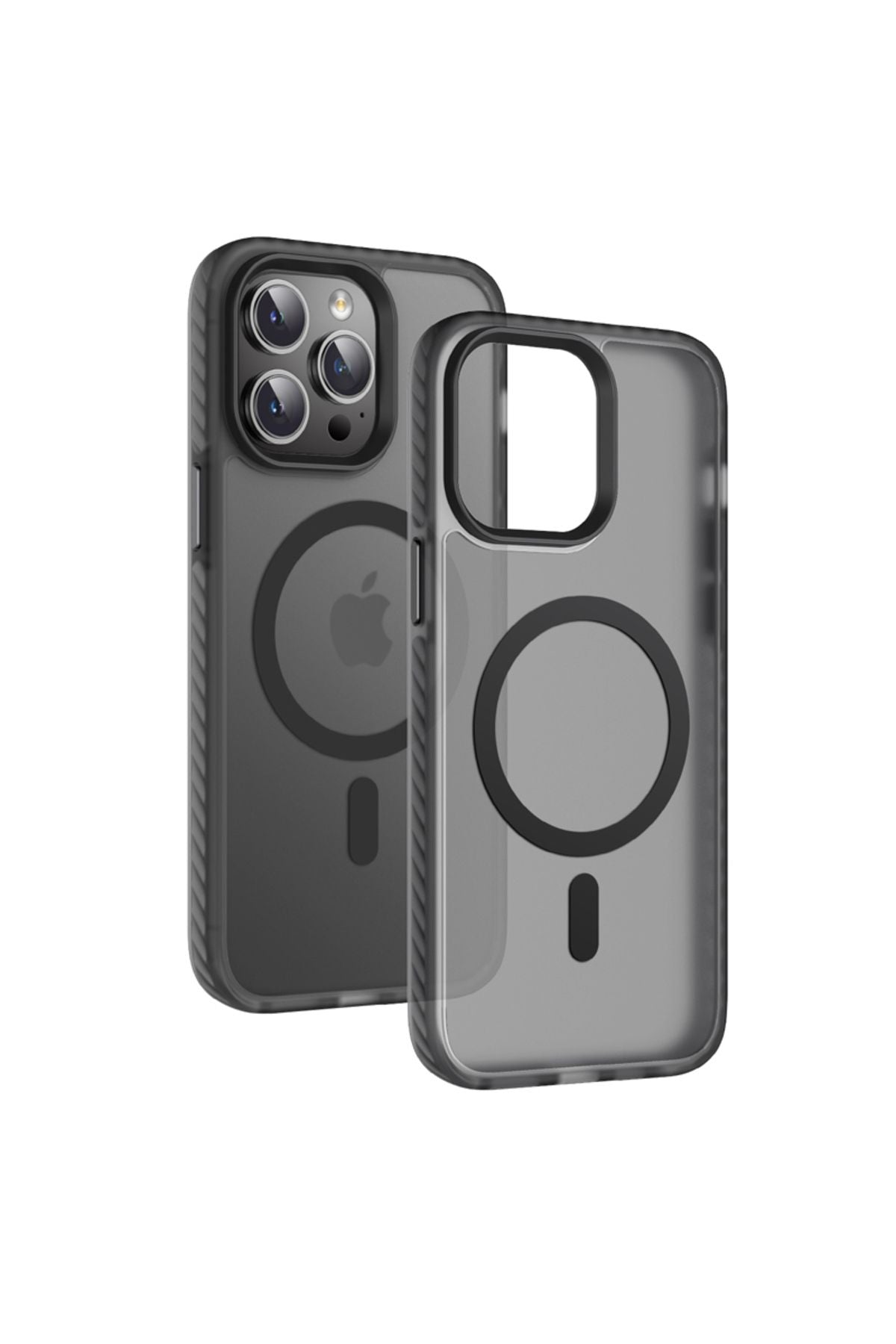 iPhone 14 Pro Uyumlu Mat Arka Yüzey Wireless Şarj Özellikli Zore Locik Kılıf-Siyah