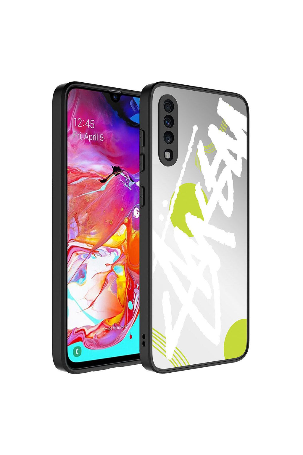 Galaxy A50 Kılıf Aynalı Desenli Kamera Korumalı Parlak Zore Mirror Kapak - Yazı