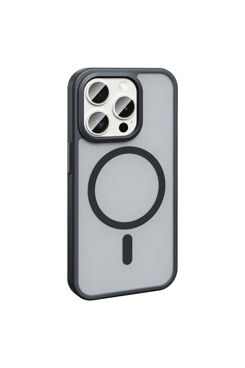 iPhone 15 Pro Max Kılıf Magsafe Şarj Özellikli Mat Arka Yüzey Zore Sio Kapak-Gri