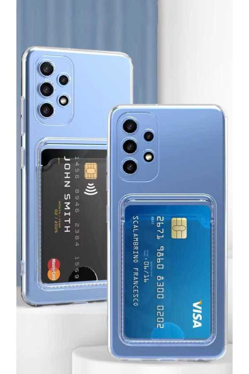 Galaxy A32 4G Kılıf Kartlıklı Şeffaf Zore Setra Clear Silikon Kapak - Renksiz