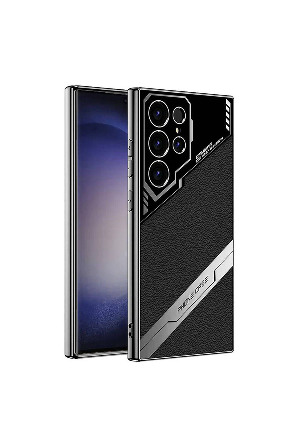 Galaxy S23 Ultra Kılıf Kamera Korumalı Suni Deri Tasarım Zore Yeni Seri Procase Kapak-Siyah